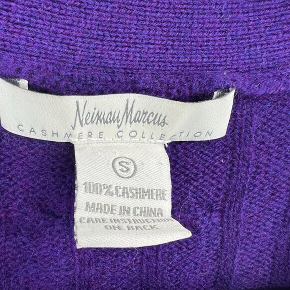 Neiman Marcus Short Sleeve Cardigan Sweater Womens S Cashmere Cable knit Purple - Picture 3 of 11